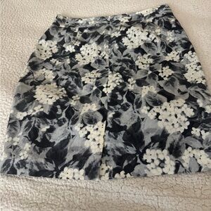 Talbots Black and White Floral Pencil Skirt